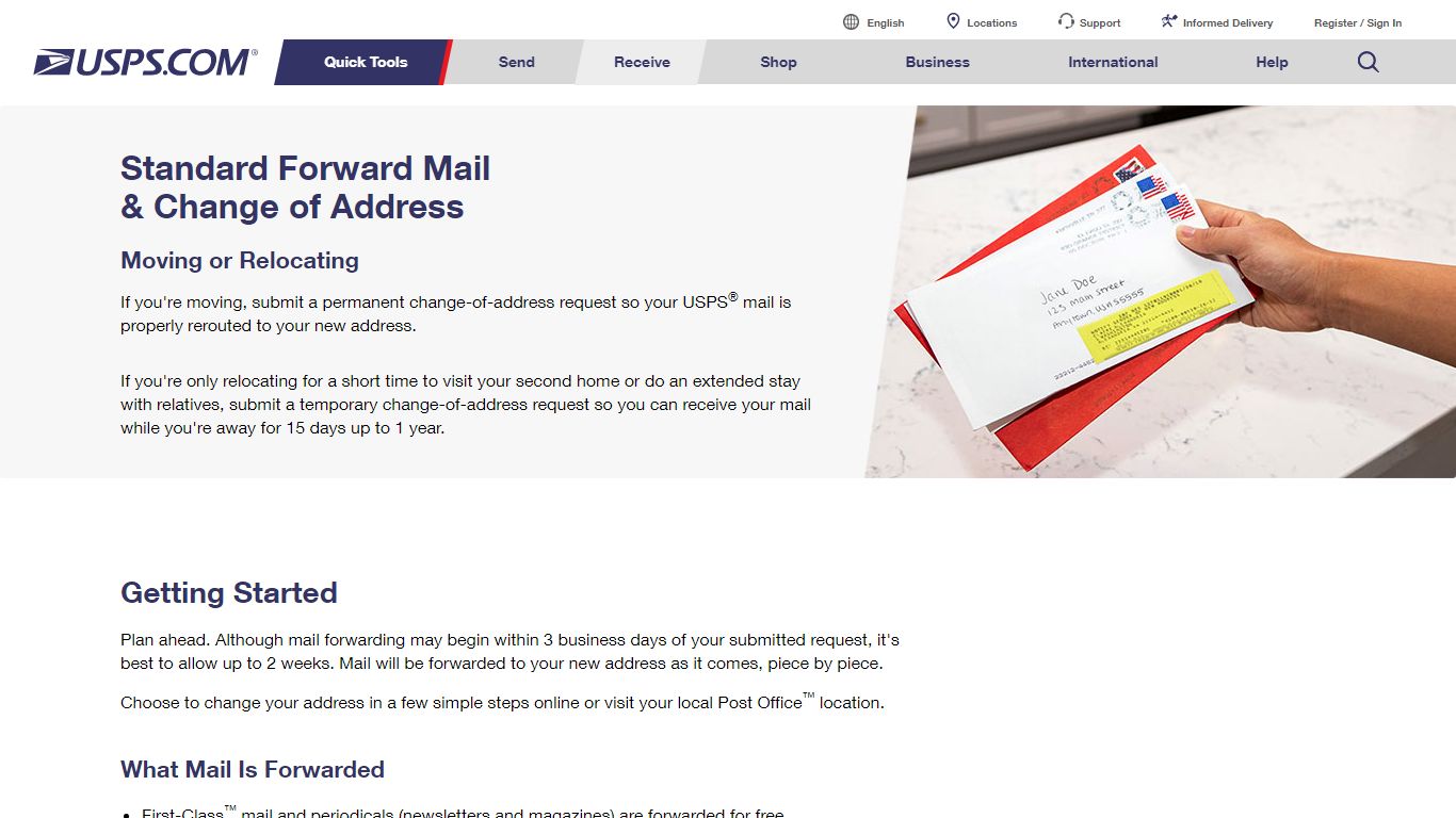 Standard Forward Mail | USPS